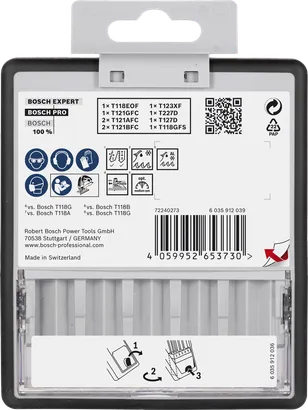 Juego de hojas de sierra de calar Bosch PRO para metal y aluminio, 92 mm, 10 piezas.